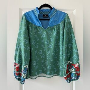 Emily Lovelock Embroidered Floral Blouse